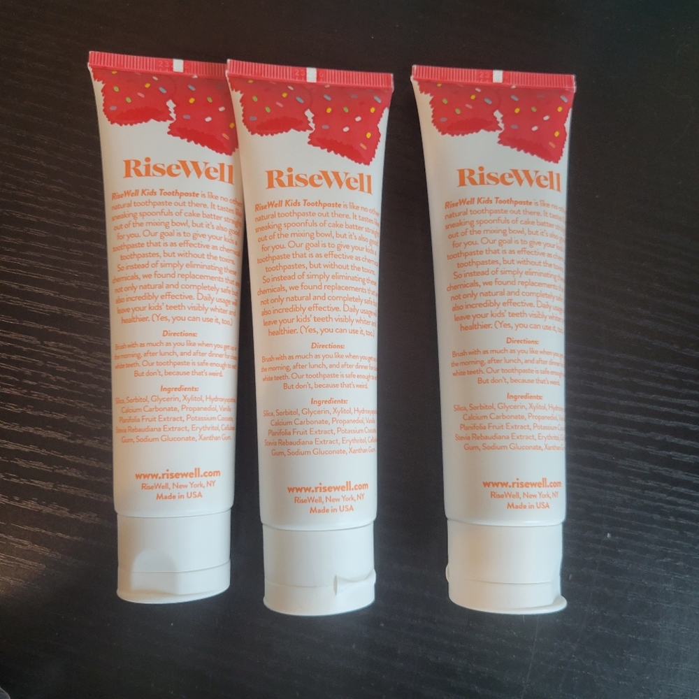 NWT 3-Pack RiseWell Kids Mineral Toothpaste Cake Batter Flavor 3.4 oz - Picture 6 of 7